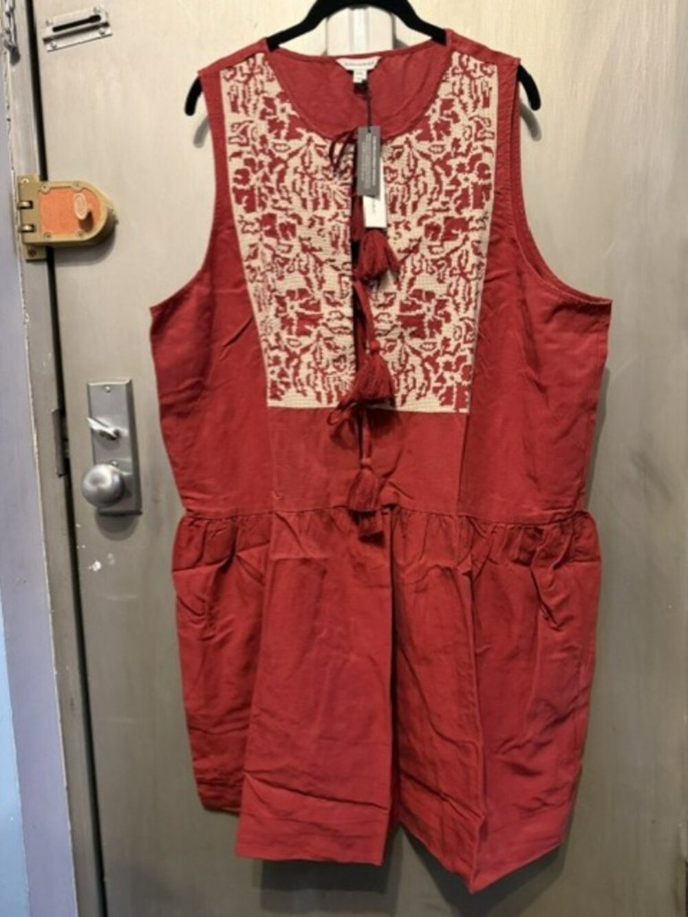 Retro Embroidered Tencel & Linen Mini Dress - Picture 2 of 16
